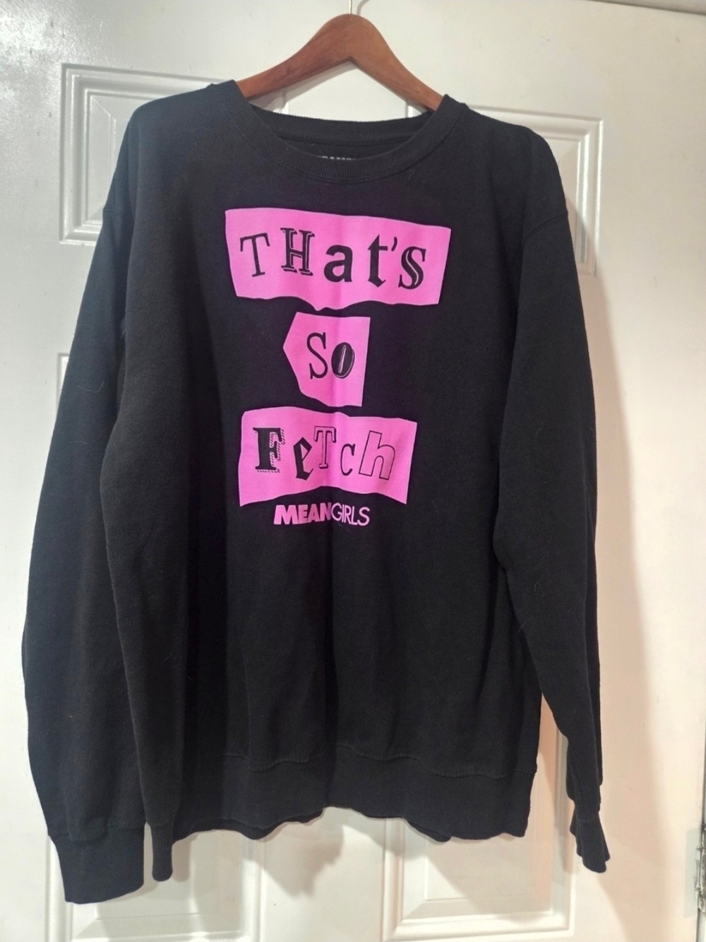 Mean Girls "That's So Fetch" Black Sweatshirt with Hot Pink Graphic